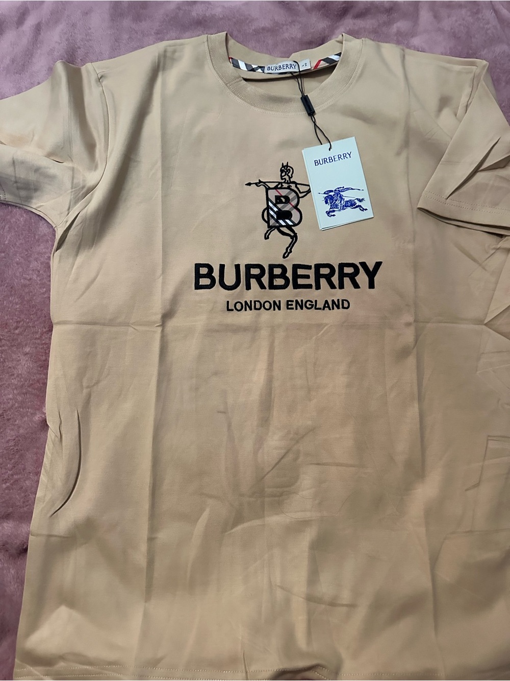 Burberry Menβs Tan Logo Crewneck T-Shirt